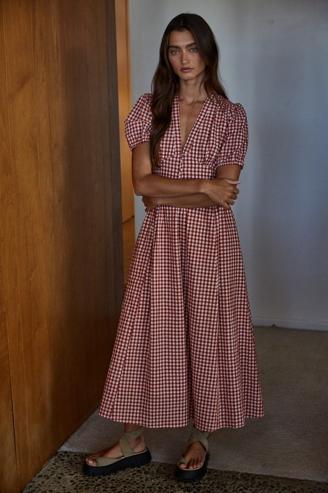 Woven Cotton Gingham Print Button-Down Dress – Modern Pastime
