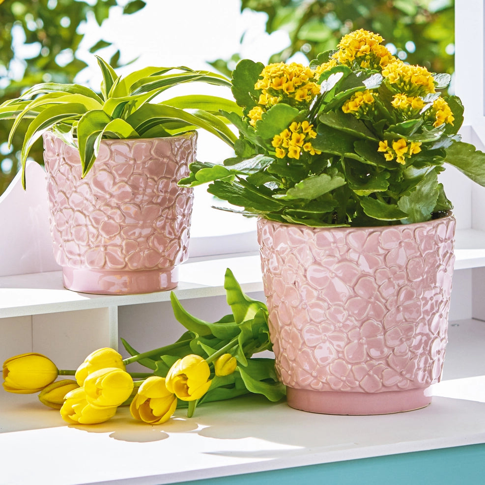 Blossom Planter Medium/Large Pink Stoneware  Modern Pastime